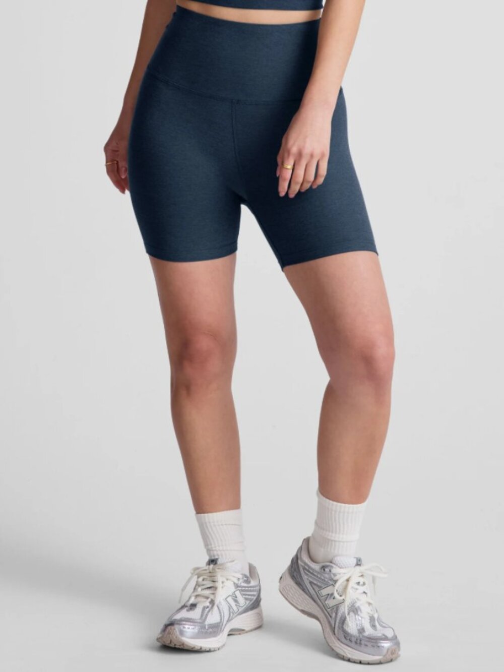 Beyond Yoga Spacedye Keep Pace 5" Bike Short Navy Blue Medium